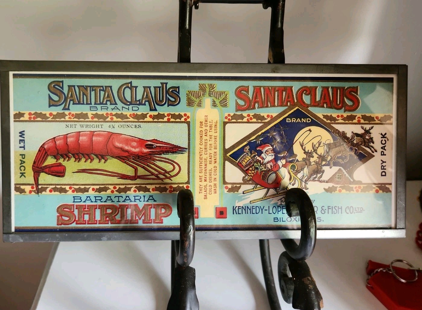 Biloxi, Miss., Santa Claus Christmas Barataria Shrimp Glass Incased Postcard - Biloxi, Miss., Santa Claus Christmas Barataria Shrimp Glass Incased Postcard -