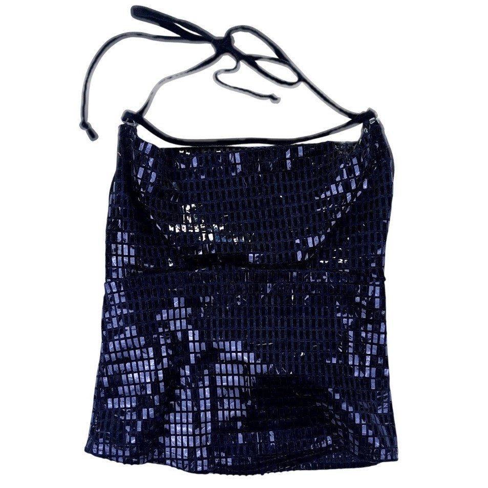 Lip Service Rare Vintage 90s/00\'s Cyber Goth Mirror Halter Top Petite Clubwear