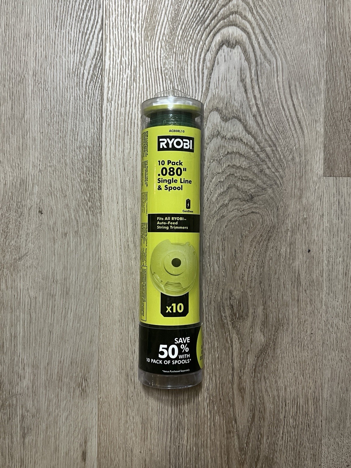 Ryobi AC80RL10 (10 pack) .080” Single Line & Spool, pre-wound replacement x10 Ryobi AC80RL10 (10 pack) .080” Single Line & Spool, pre-wound replacement x10