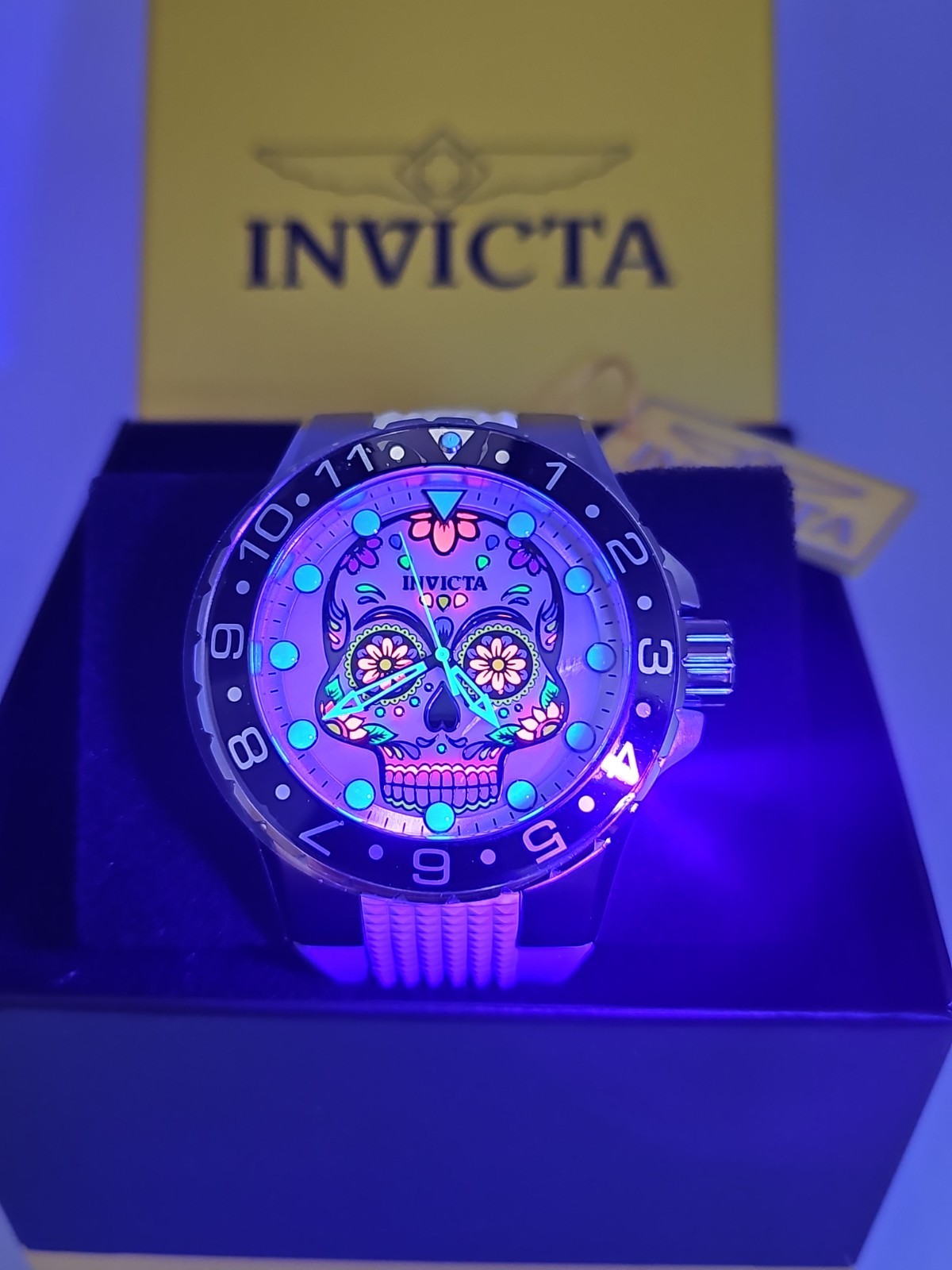 RETAIL $499 Invicta Aviator Dia de Los Muertos Men's Watch 50mm Mother of Pearl 