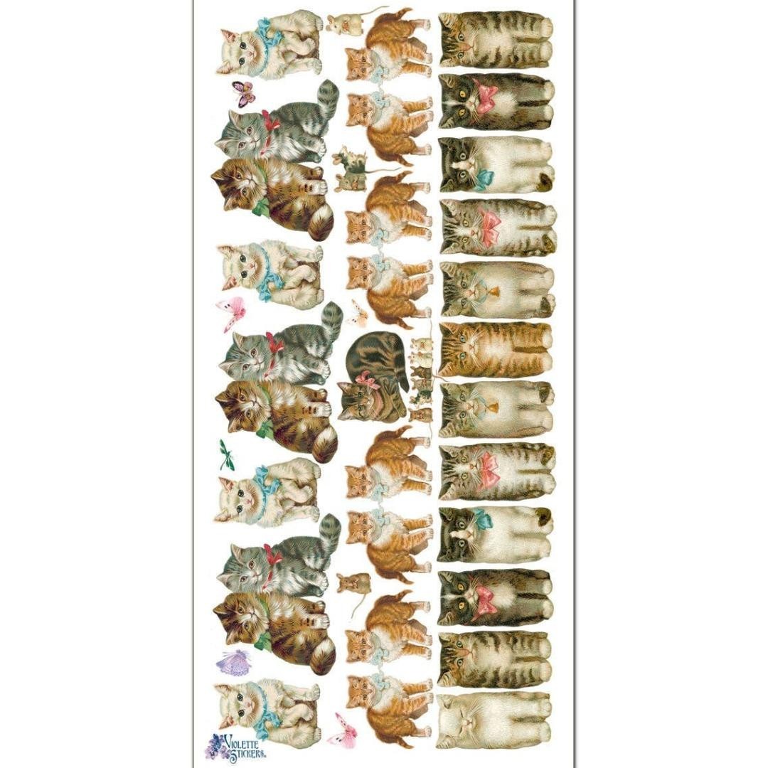 Violette Stickers Rows of Cats Sticker Sheet Cat Kitten Journal Scrapbook Crafts