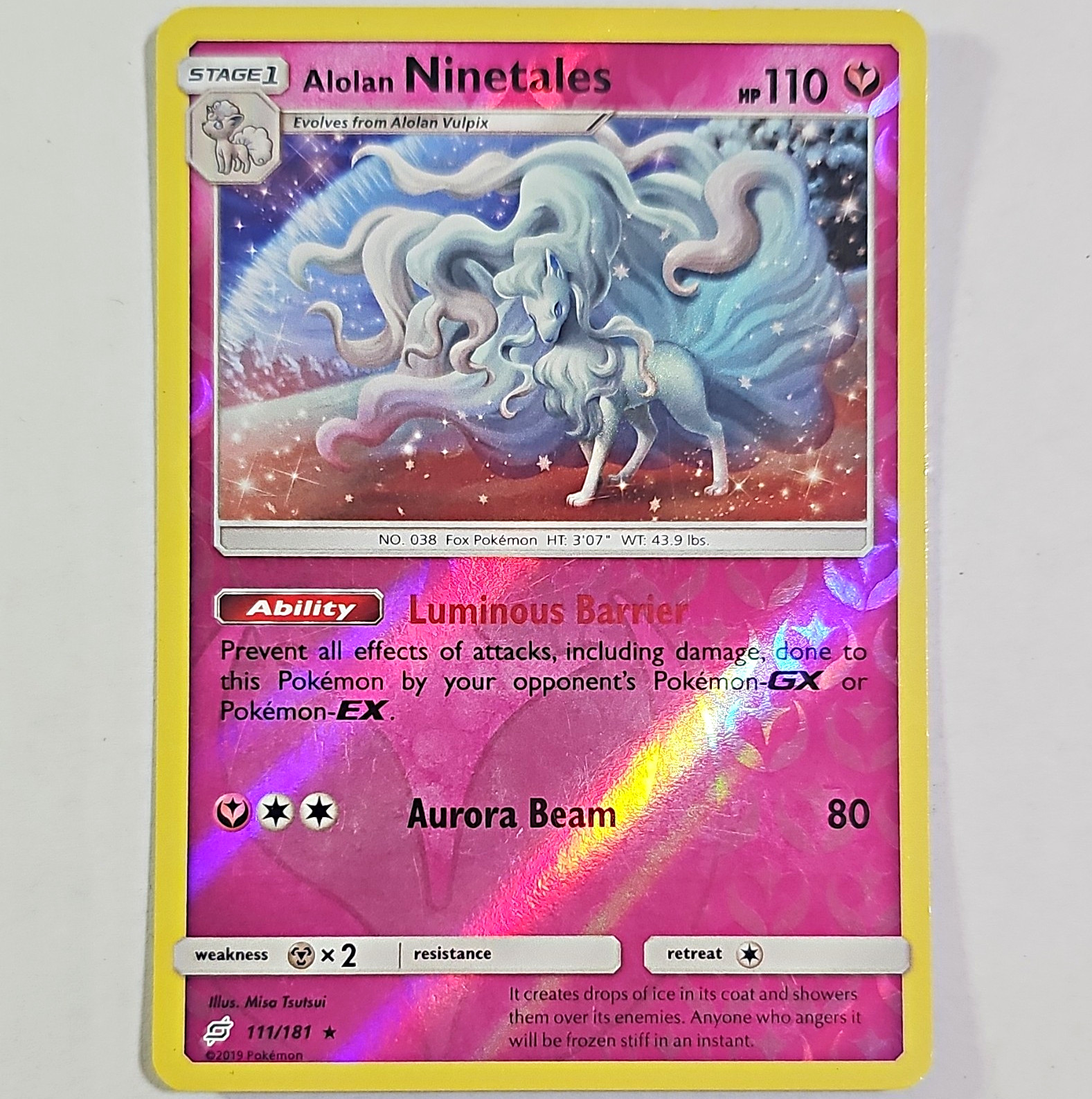 Pokémon TCG Alolan Ninetales Team Up 111/181 Reverse Holo Rare English Pokémon TCG Alolan Ninetales Team Up 111/181 Reverse Holo Rare English