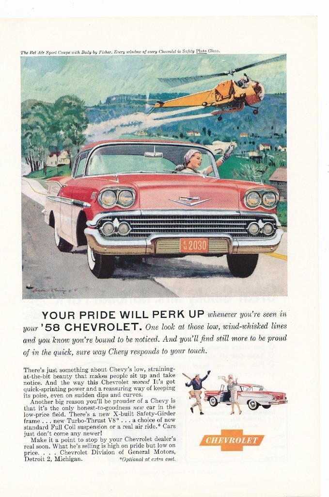 Magazine Ad - 1958 - Chevrolet - Bel Air Sport Coupe