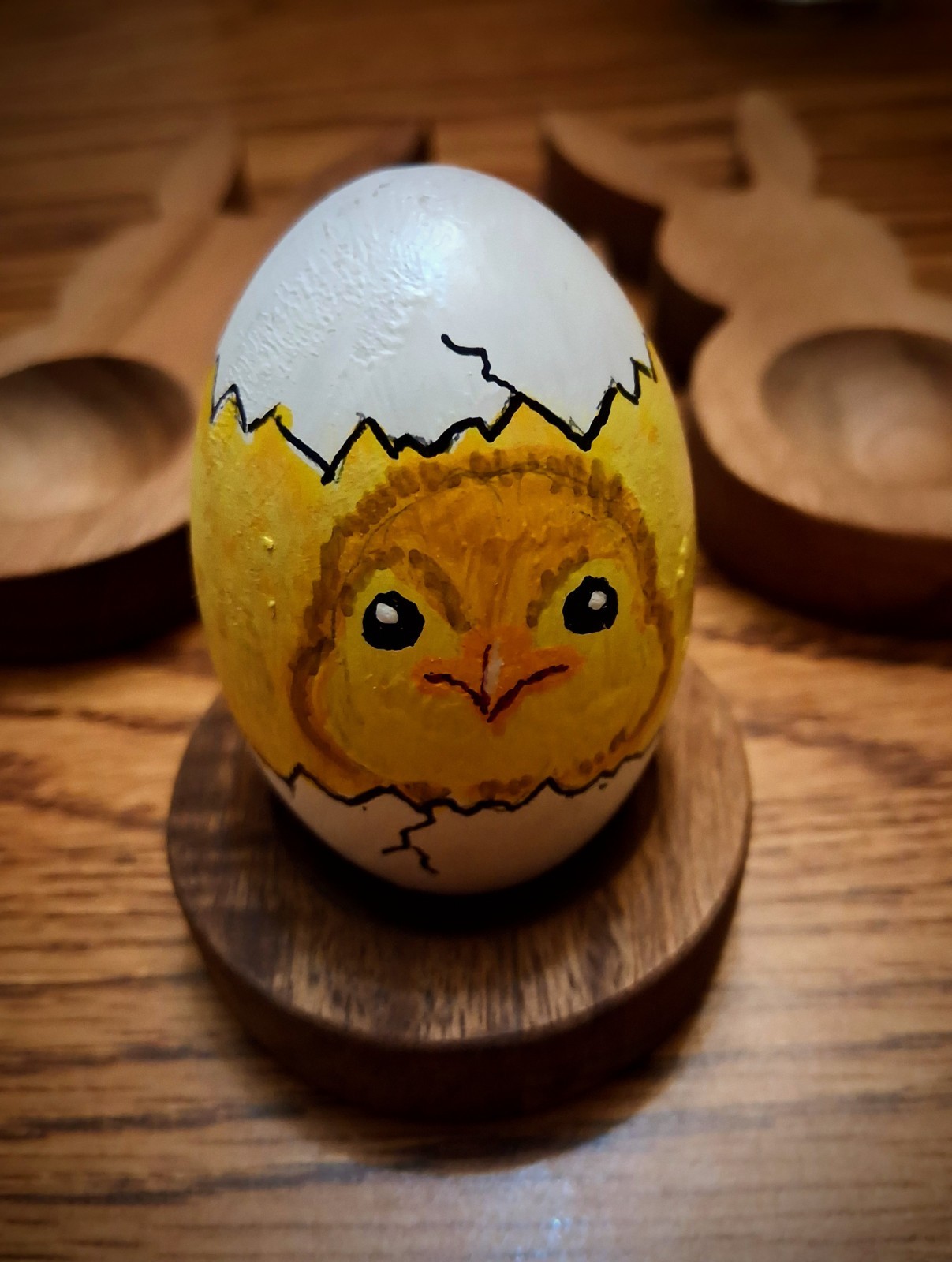 Handpainted Wooden Eggs Baby Chick Hatching Handpainted Wooden Eggs Baby Chick Hatching