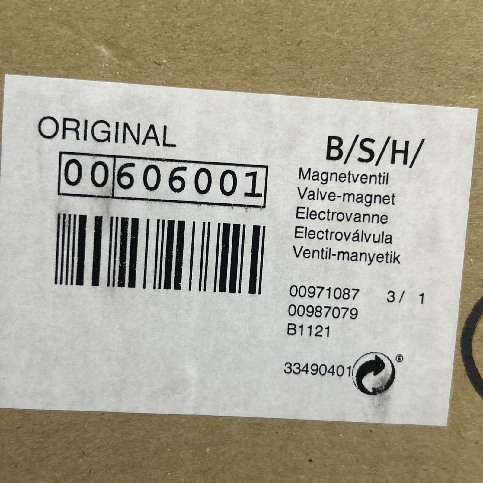 Bosch / Siemens / BSH appliance repair part 00606001 Bosch / Siemens / BSH appliance repair part 00606001