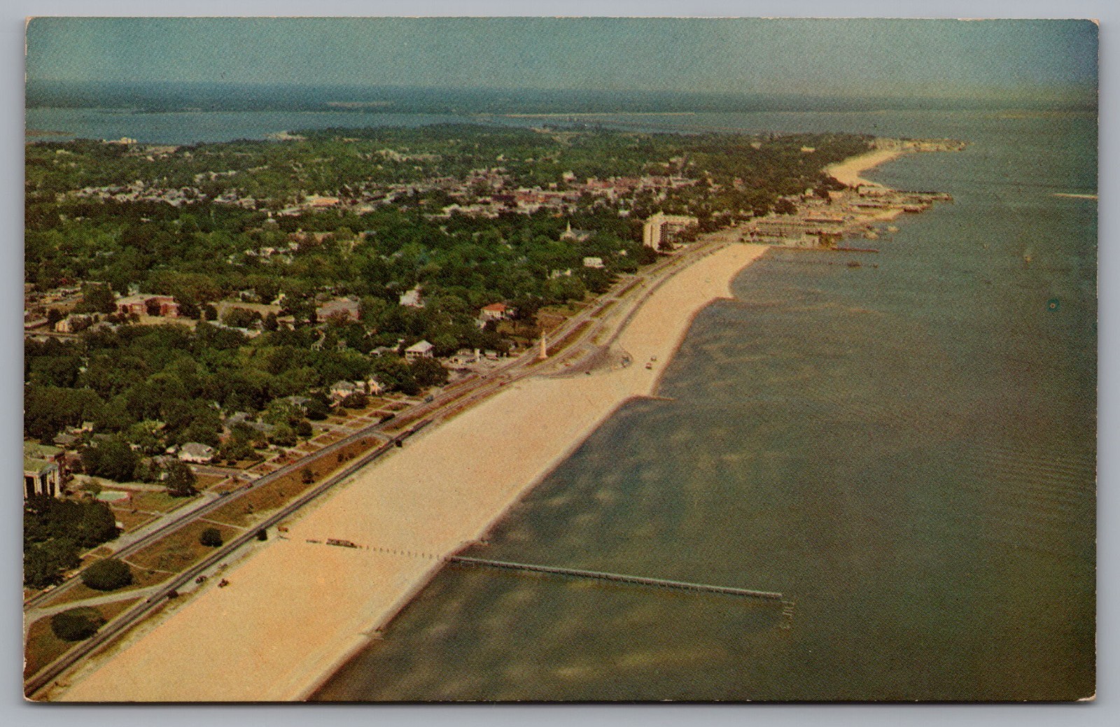 Aerial View of Mississippi Gulf Coast, Biloxi Lighthouse. Postcard TS-130