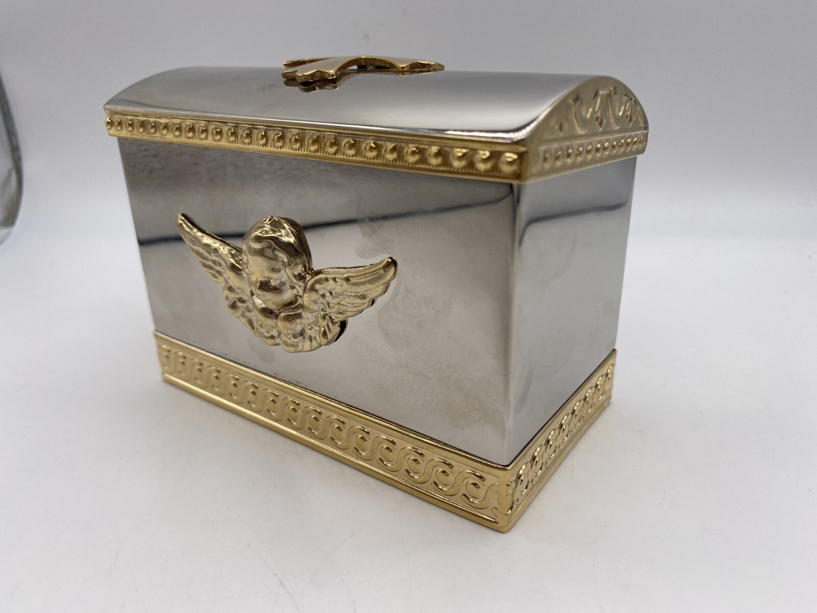 Elegant Metal Ortxodox Baptismal Box with Exquisite Detailing 4.33\