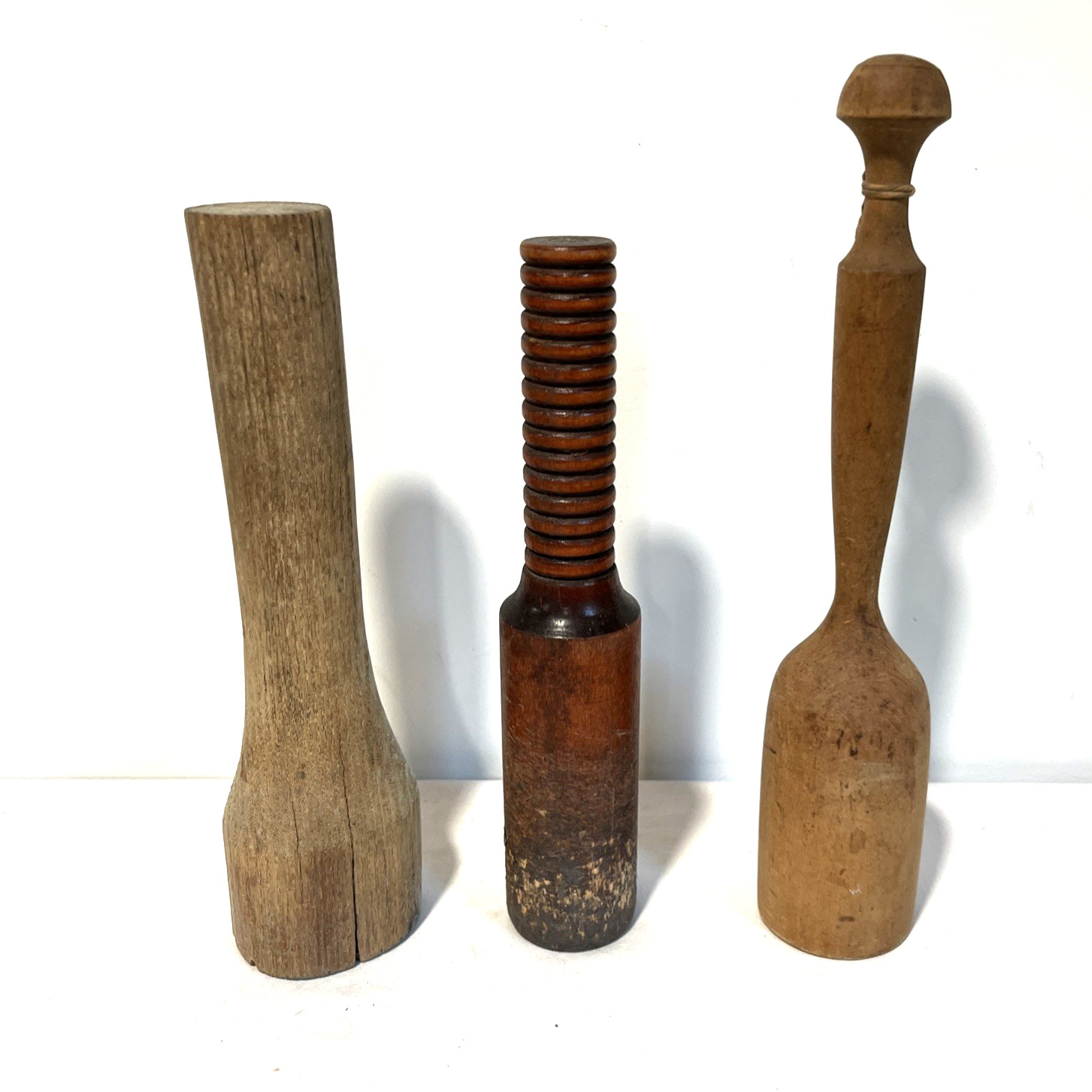 3 Antique Vtg Early Primitive Wood Kitchen Mashers Pestles Food 3 Antique Vtg Early Primitive Wood Kitchen Mashers Pestles Food