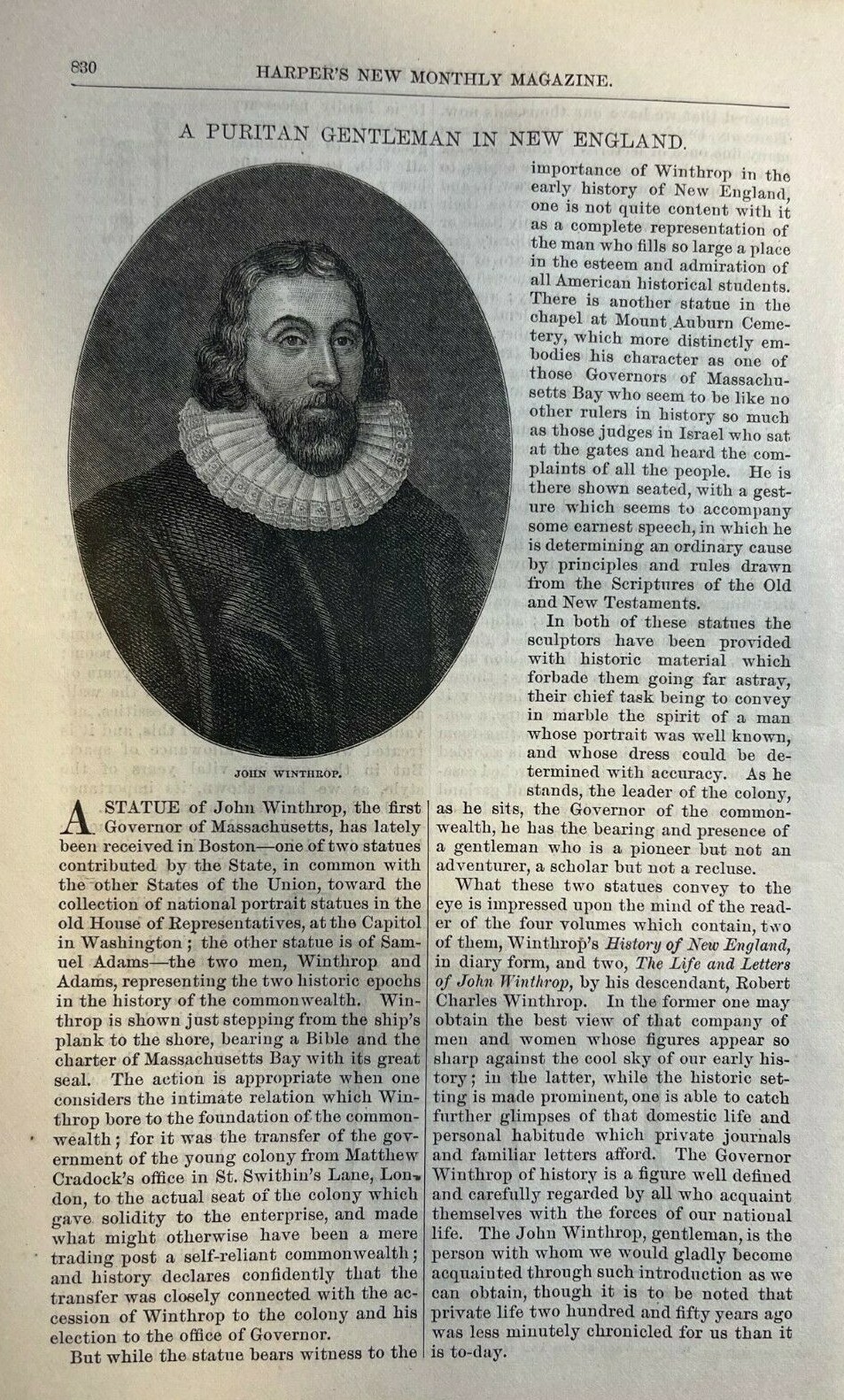 1876 Massachusetts Governor John Winthrop Groton Church illustrated 1876 Massachusetts Governor John Winthrop Groton Church illustrated