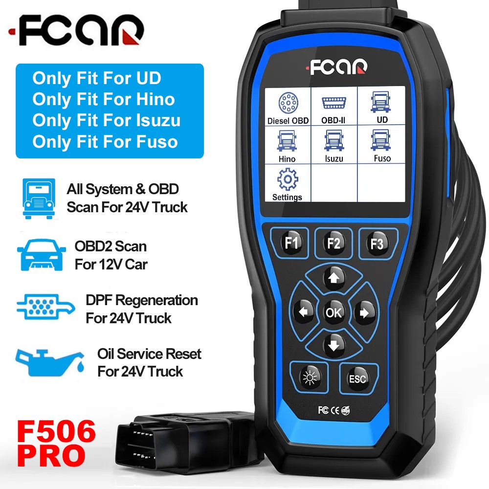 FCAR 12/24V Heavy Duty Truck Diagnostic Scanner DPF Regen Oil Reset Full Systems