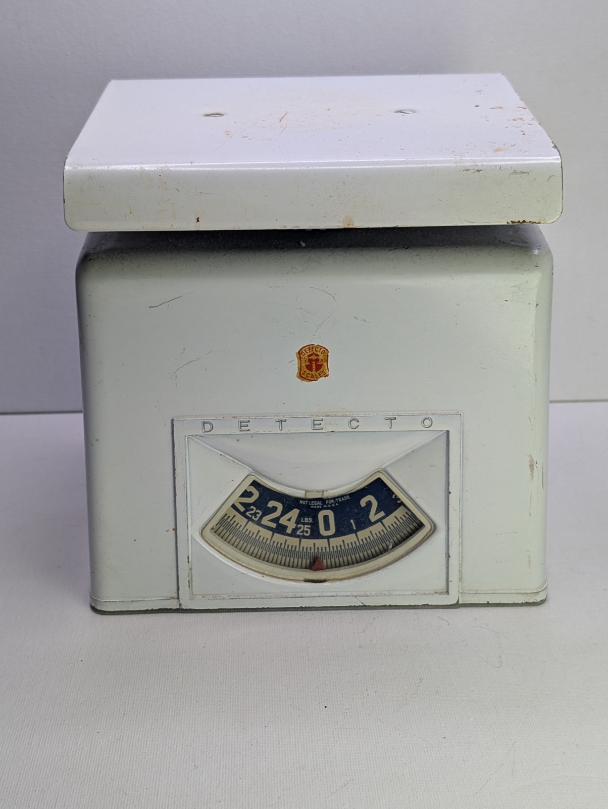 Vintage Detecto 25 lb Metal Kitchen Countertop Scale White USA Farmhouse Decor