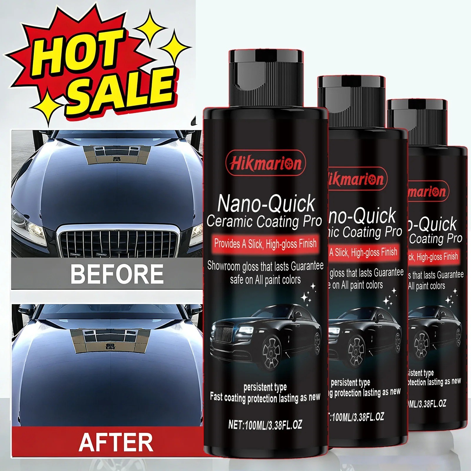 2PCS Nano-Quick Ceramic Coating Pro, Revolutionary Nano Spray for Car Detailing