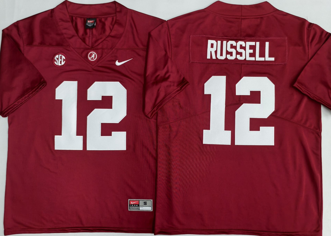 Keelon Russell Stitched #12 Alabama Crimson Ride Red Jersey HOT CFB Starting QB Keelon Russell Stitched #12 Alabama Crimson Ride Red Jersey HOT CFB Starting QB