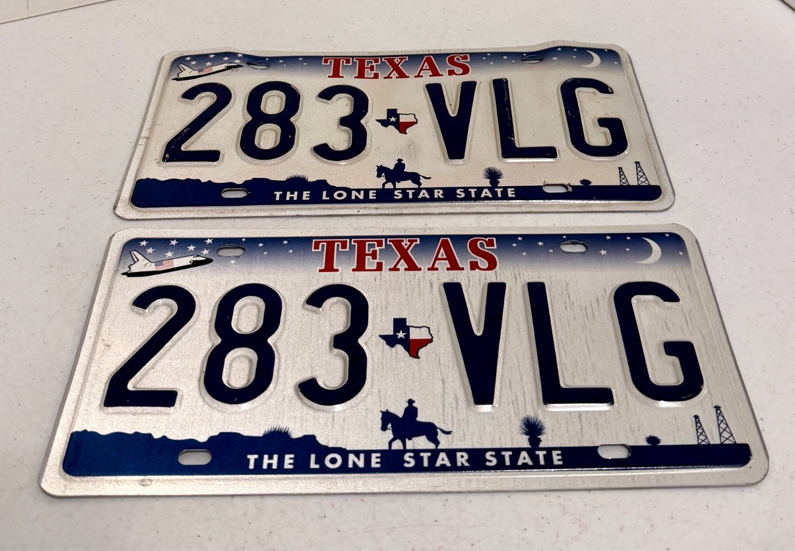 Vtg Collectable State License Plate Front Back Texas Cowboy Lone Star 283-VLG Vtg Collectable State License Plate Front Back Texas Cowboy Lone Star 283-VLG