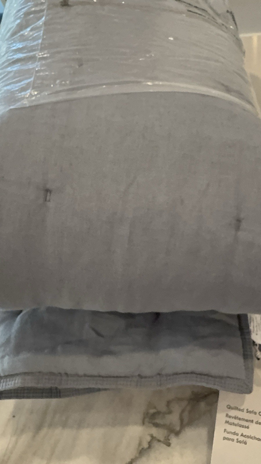 West Elm Quilted Sofa Overlay 84”x 23” Chambray Blue New West Elm Quilted Sofa Overlay 84”x 23” Chambray Blue New