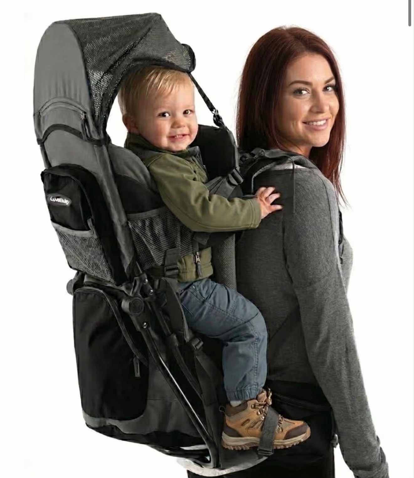 Luvdbaby Baby Hiking Backpack Carrier Toddler Sun Canopy Rain Cover Gray/Black Luvdbaby Baby Hiking Backpack Carrier Toddler Sun Canopy Rain Cover Gray/Black