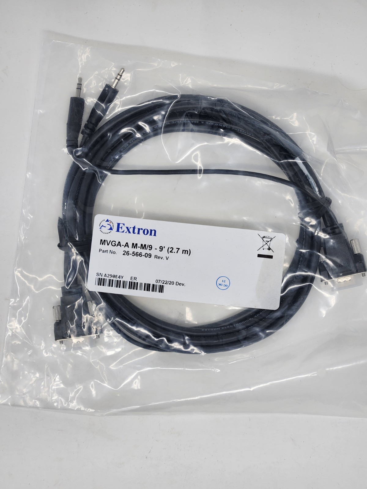 Extron 26-566-09 Male-Male VGA with Audio Cable MVGA-A M-M/9 - 9-feet REV. V Extron 26-566-09 Male-Male VGA with Audio Cable MVGA-A M-M/9 - 9-feet REV. V