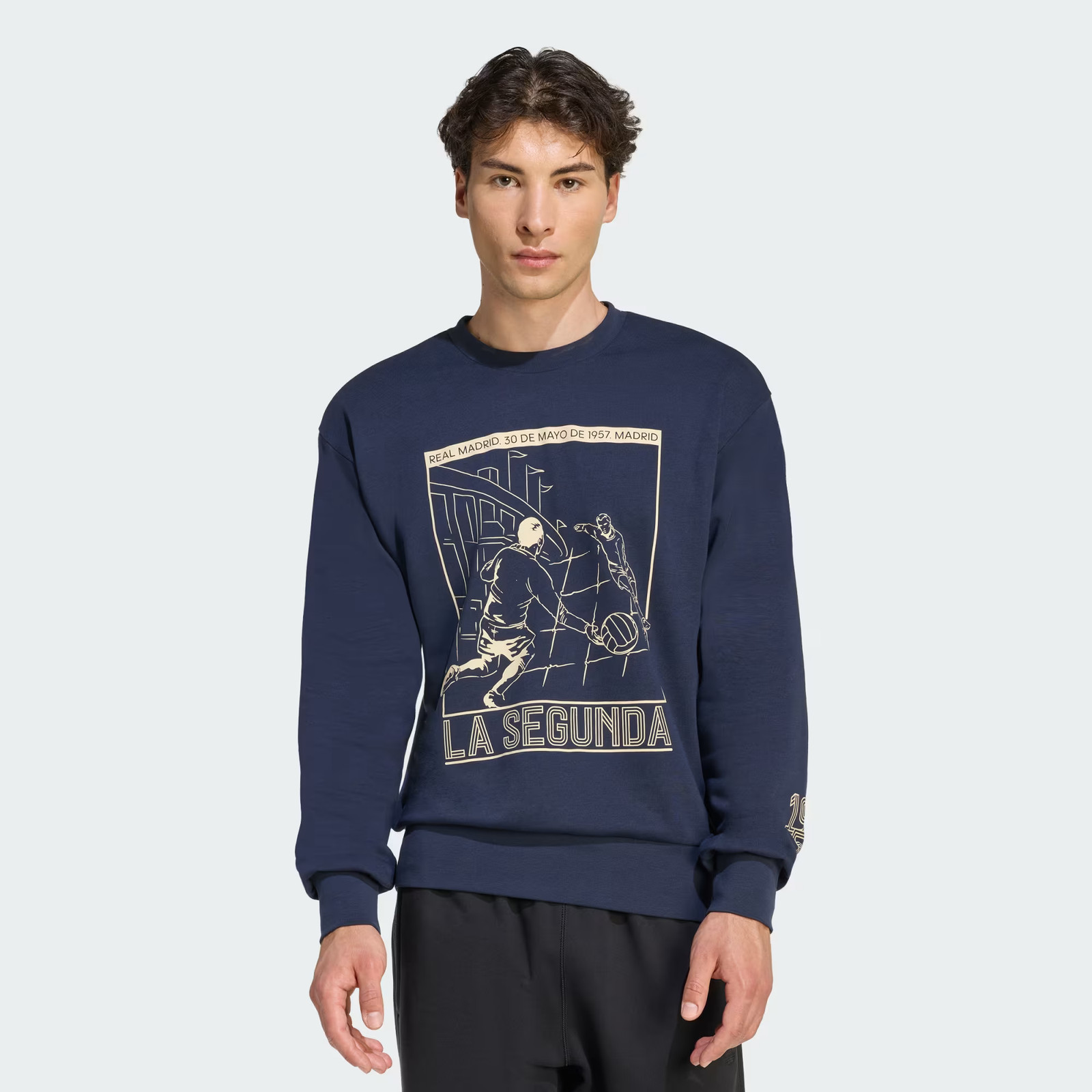 adidas Real Madrid Heritage Crew Unisex Sweatshirt(KC7800)Legend Ink Sz Large