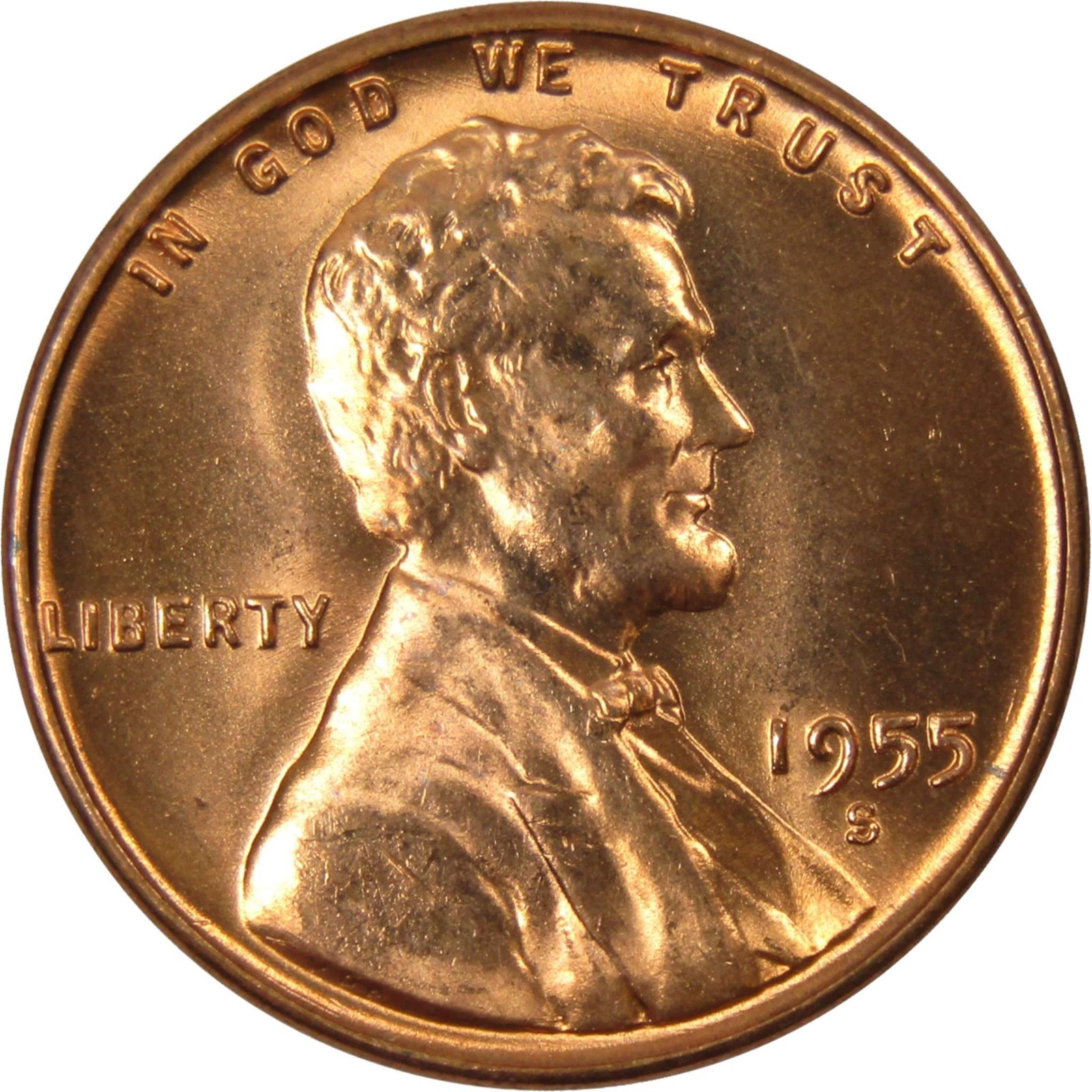 1955 S Lincoln Wheat Cent Uncirculated Mint State Penny 1c Coin