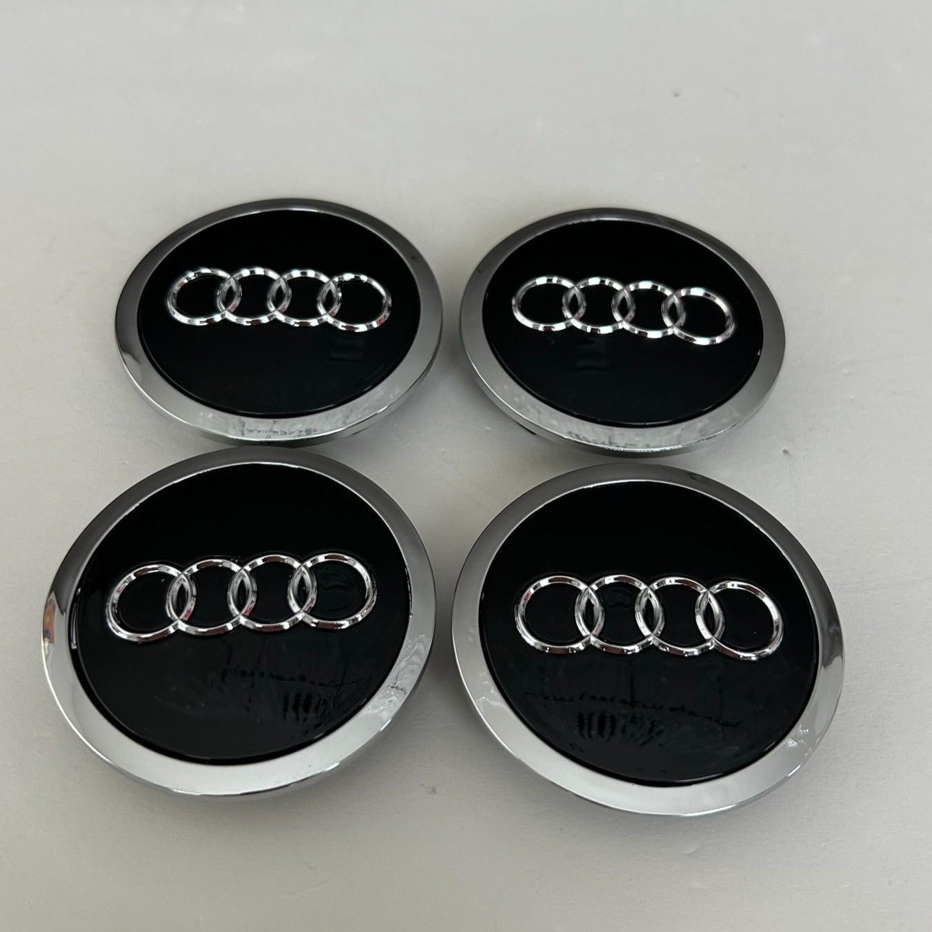 Set of 4 Black Chrome Wheel Center Caps 69mm Fits Audi A3 A4 A6 Q3 Q5