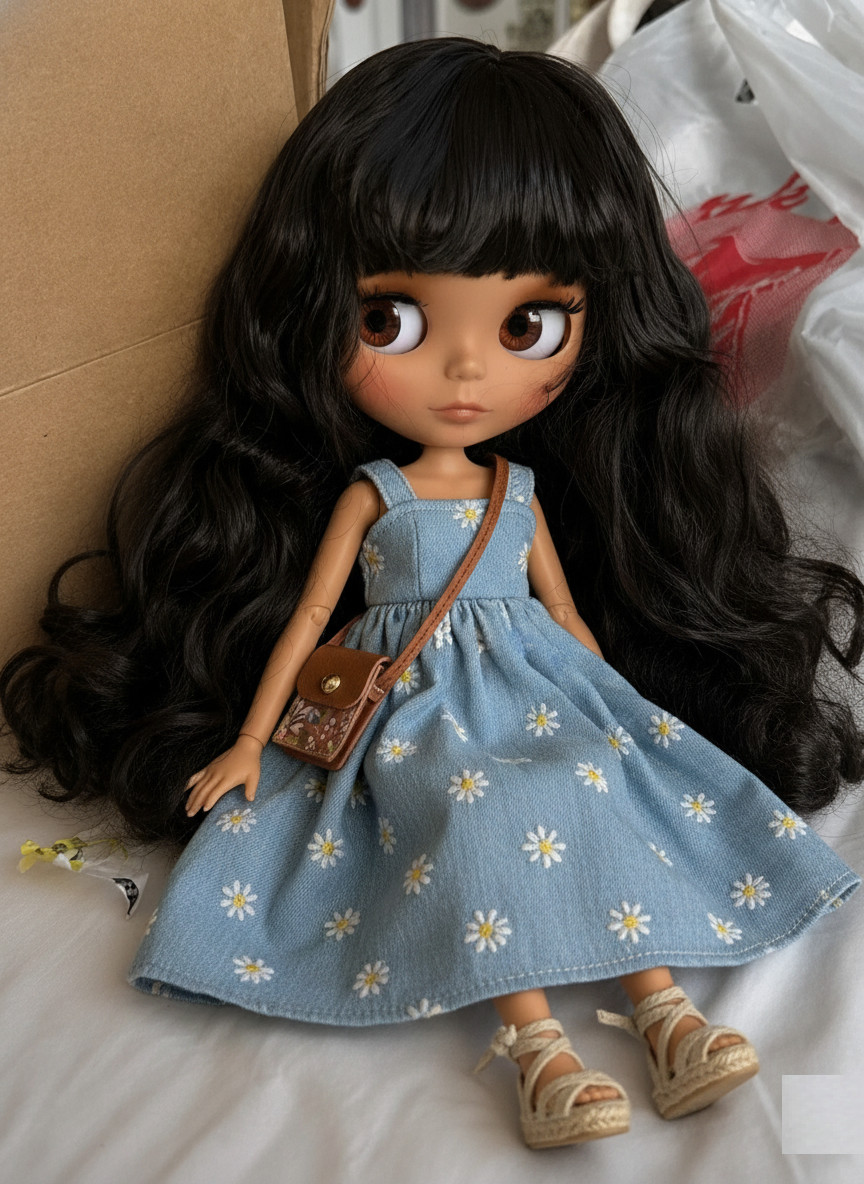 Custom Blythe Factory Doll Black Hair Neo Matte Face BJD 12