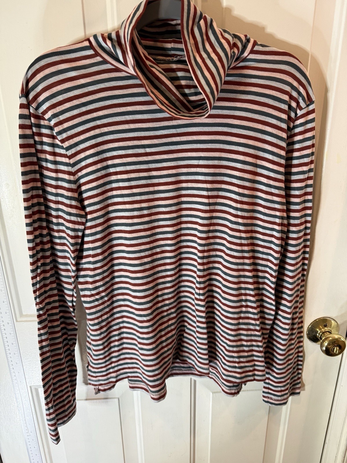 Madewell Whisper Cotton Turtleneck Women’s L Herrick Stripe Multicolor NB630