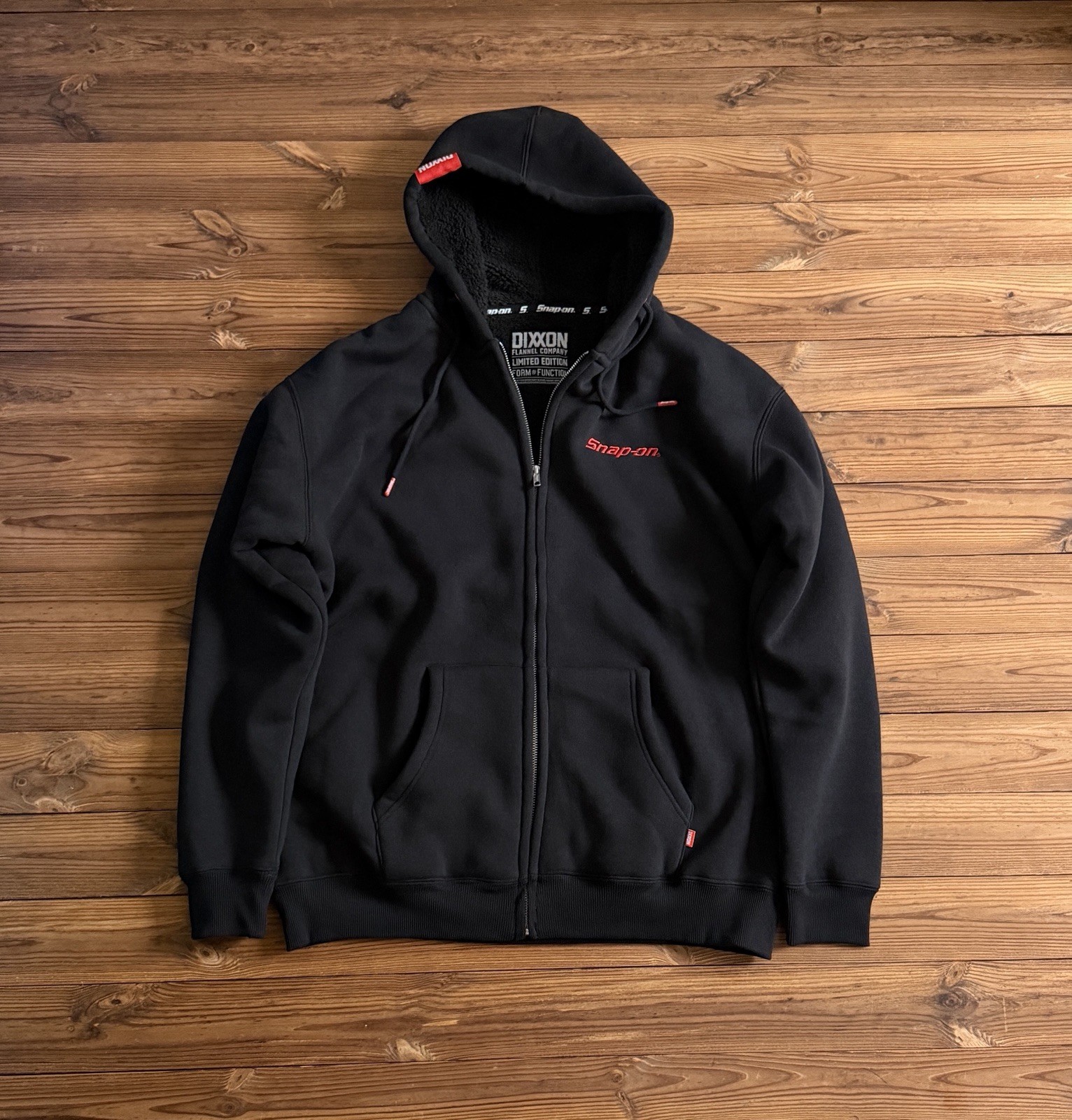 Snap on Dixxon Heavyweight Sherpa Lined Full Zip Hoodie Black NWOT L