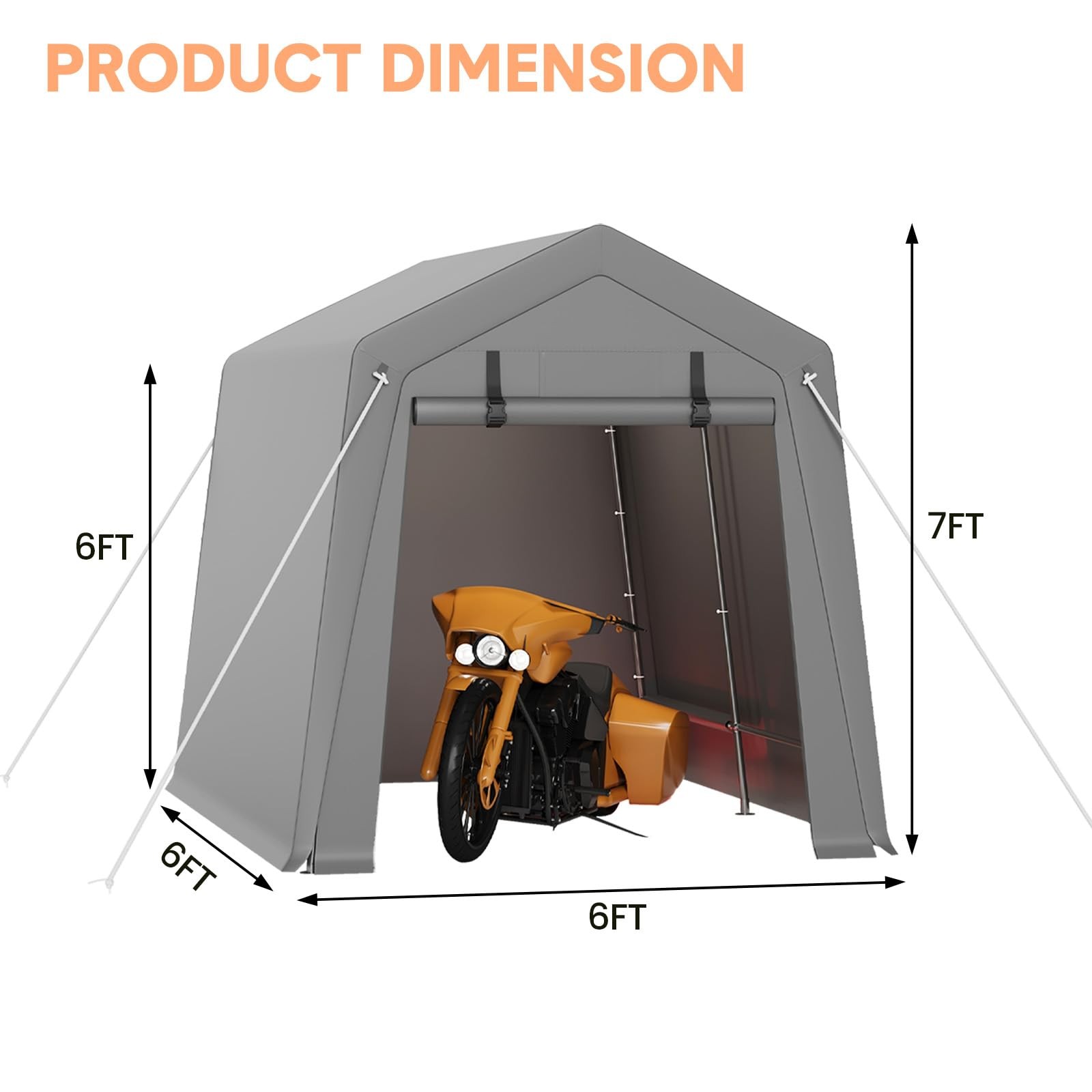 Storage Tent Portable Sheds 6x6/6x8/7x10/7x12/10x10 FT W/Rolled up Zipper Door Storage Tent Portable Sheds 6x6/6x8/7x10/7x12/10x10 FT W/Rolled up Zipper Door