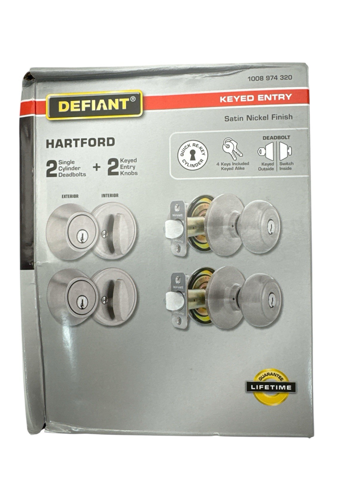 Defiant Hartford 2 Deadbolts & 2 Keyed Entry Door Knobs 1008 974 320
