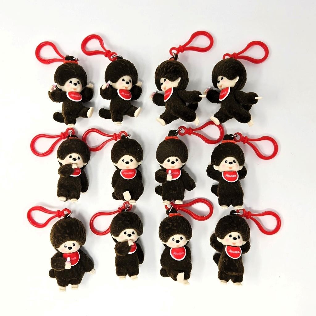 Monchhichi Flocked Collection Hangers - Complete Set of 12 New Loose Clips