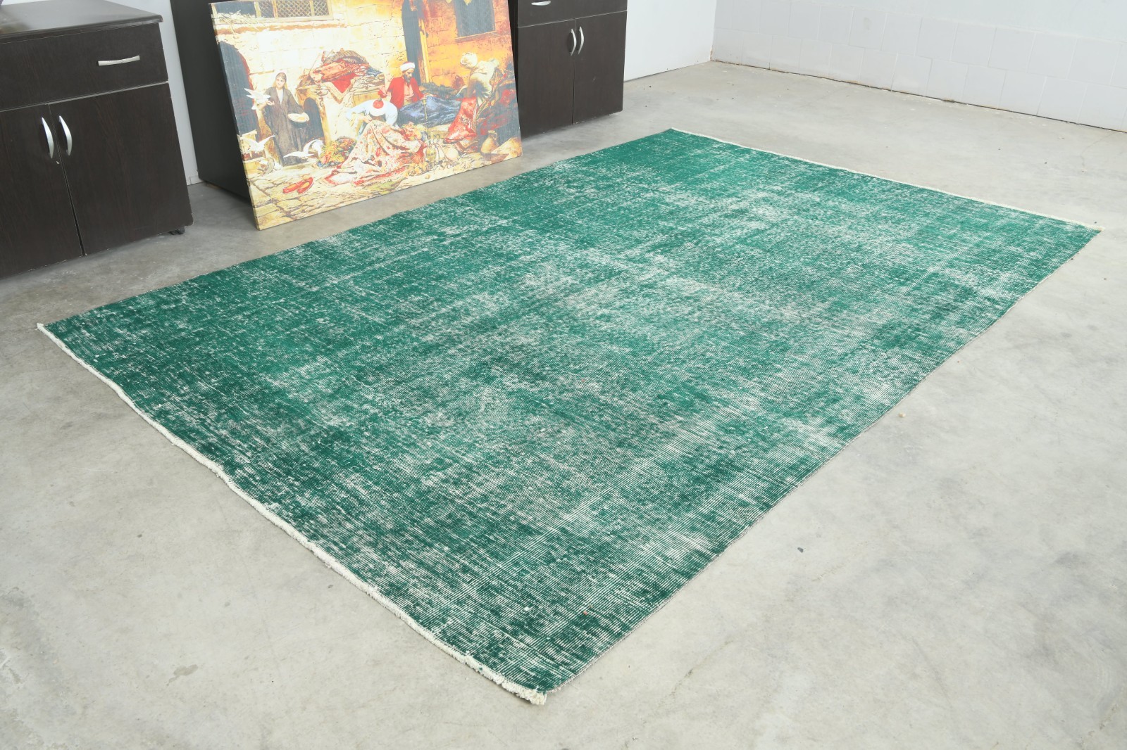 6x10 Turkish Antique Large Wool Rug Hand-Knotted Neutral Vintage Oushak Rug,179