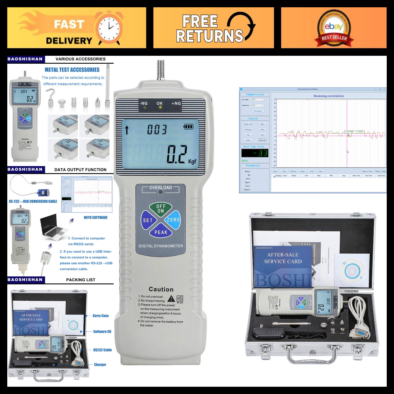 Digital Force Gauge Push Pull Meter with Output Function - Accurate Measurement