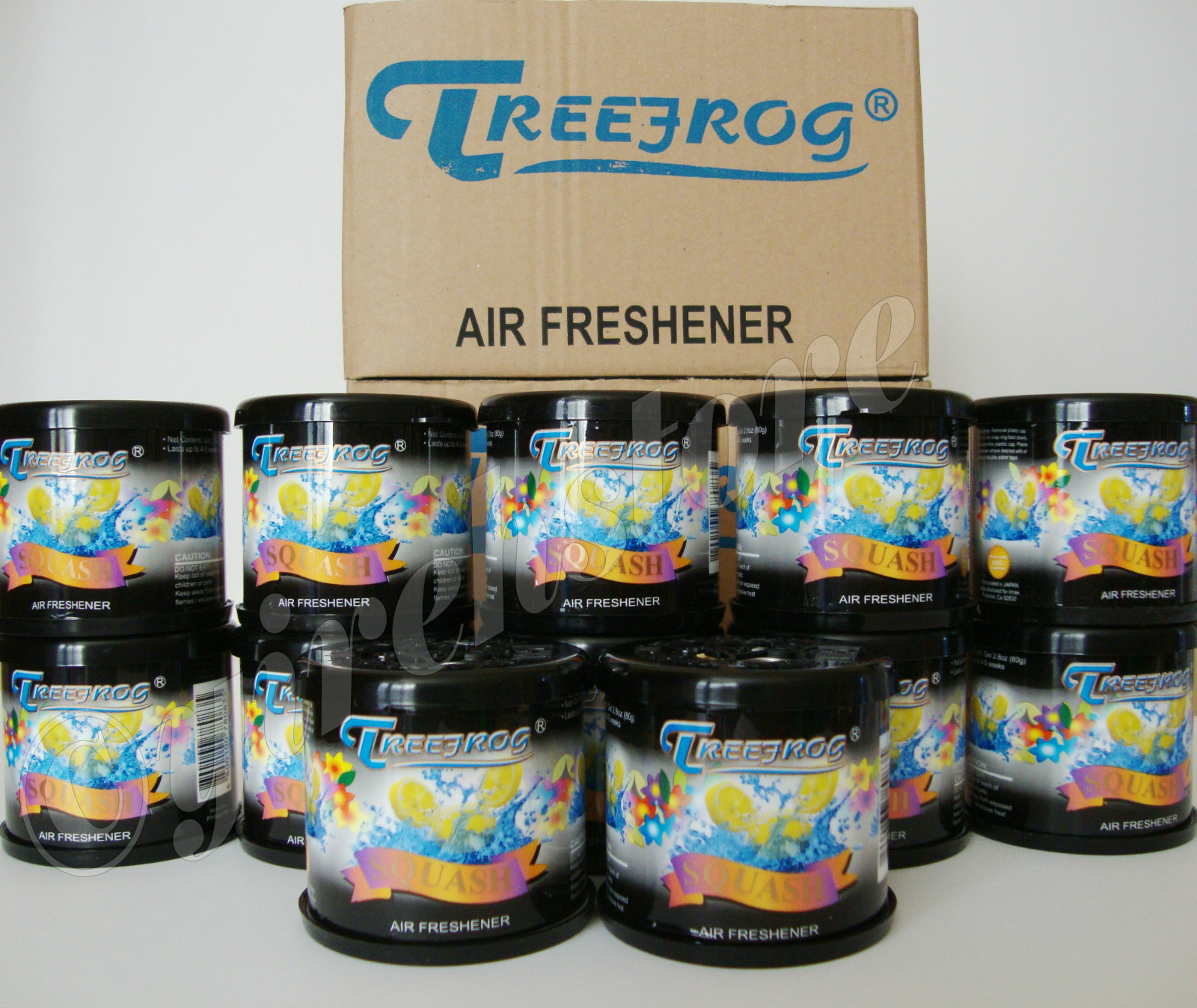 12 CAN TREE FROG CLASSIC SQUASH SCENT (BLACK) AIR FRESHENER TR21S, 1 BOX- 12 CAN 12 CAN TREE FROG CLASSIC SQUASH SCENT (BLACK) AIR FRESHENER TR21S, 1 BOX- 12 CAN
