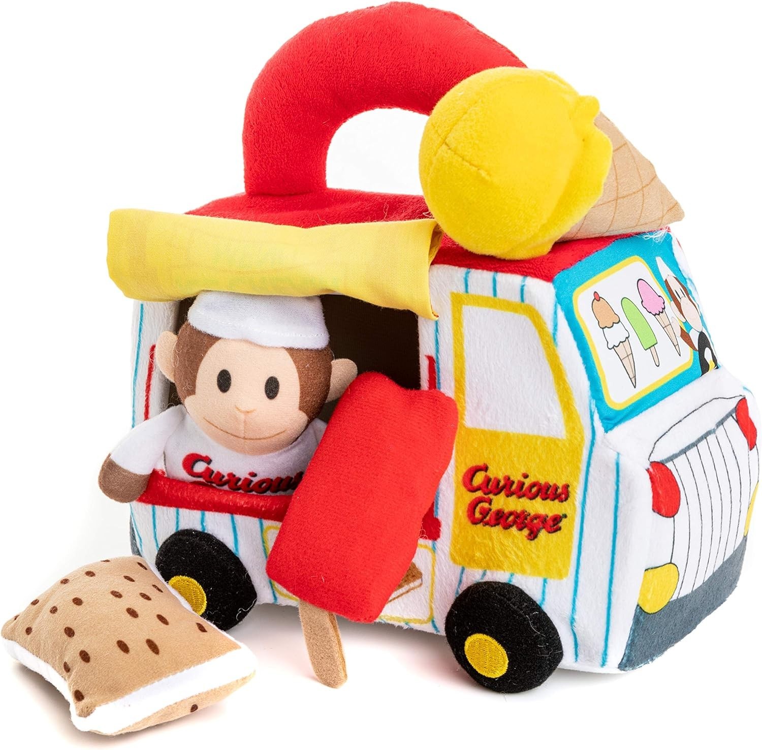 KIDS PREFERRED Curious George Ice Cream Truck Plush Playset -Check Description