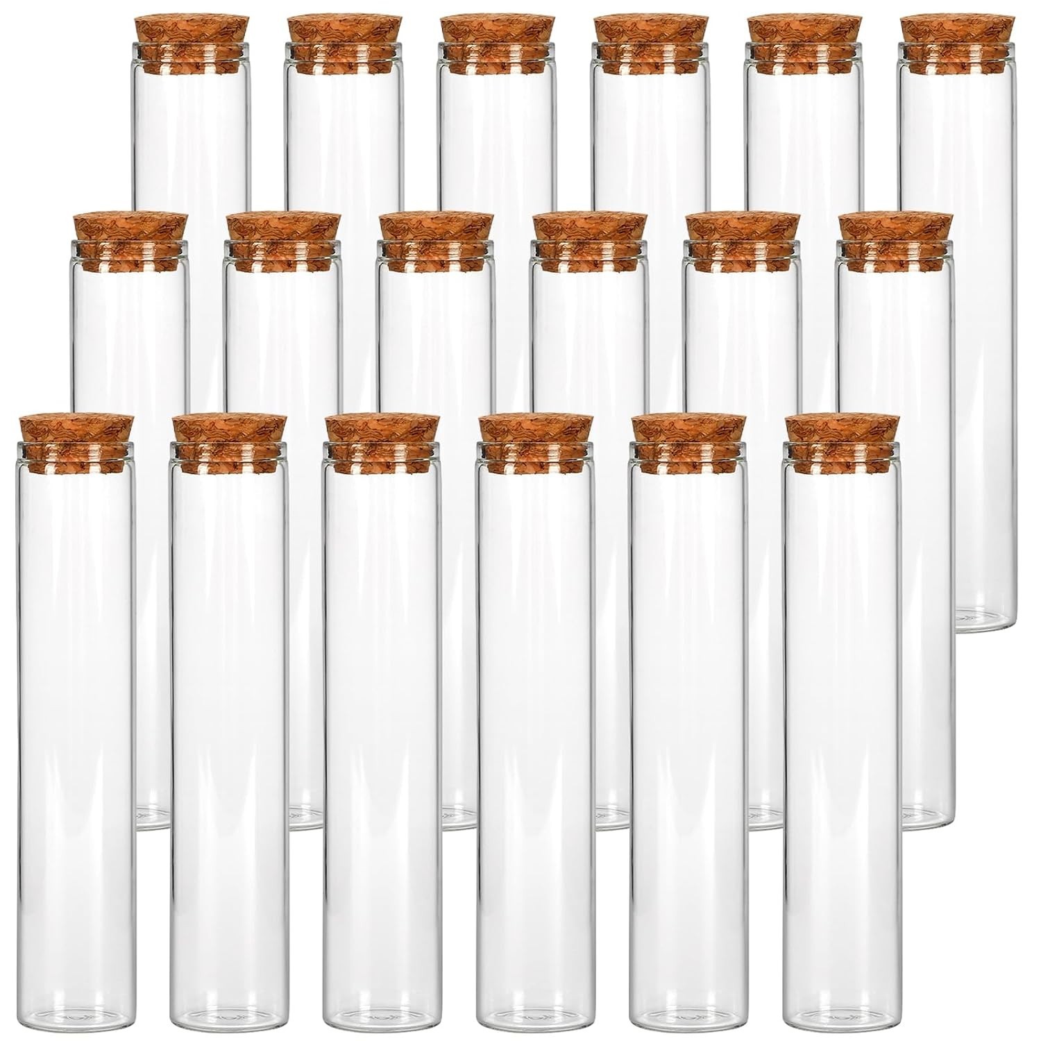 18Pcs Glass Test Tube, 25×120Mm Clear Flat Test Tubes with Cork Stoppers for Pla 18Pcs Glass Test Tube, 25×120Mm Clear Flat Test Tubes with Cork Stoppers for Pla