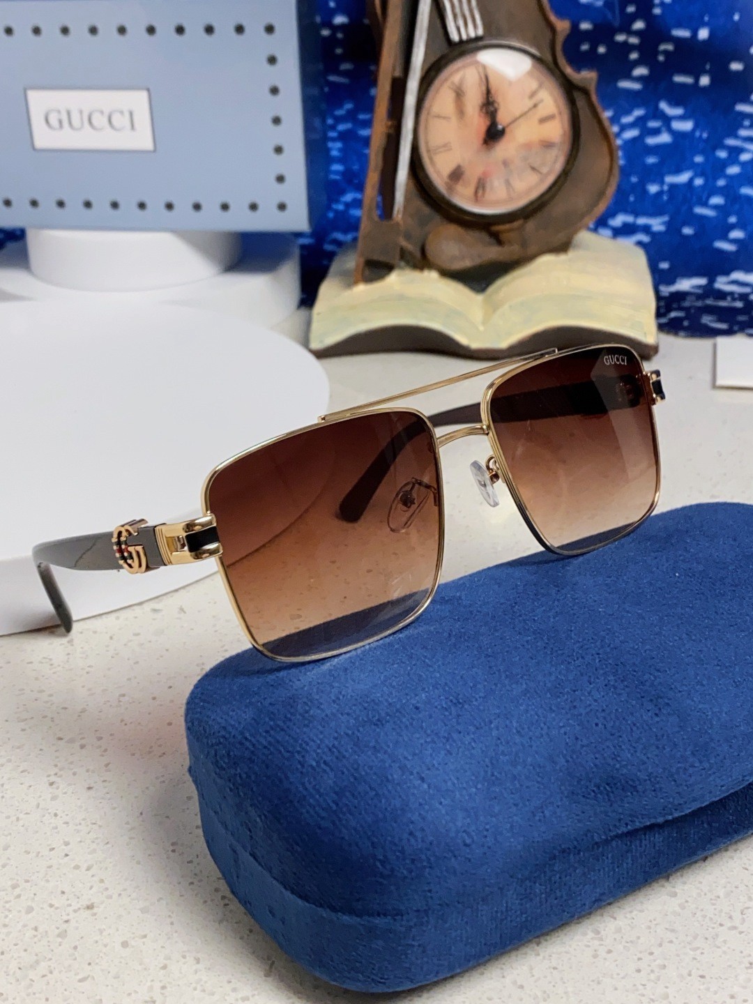 Gucci GG1223S Unisex Square Sunglasses 60‑14‑145 Gold Frame Brown Gradient Gucci GG1223S Unisex Square Sunglasses 60‑14‑145 Gold Frame Brown Gradient