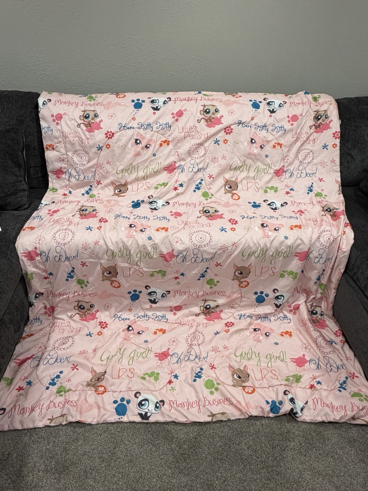 Vintage Littlest Pet Shop Reversible Pink Comforter Blanket 83 Vintage Littlest Pet Shop Reversible Pink Comforter Blanket 83