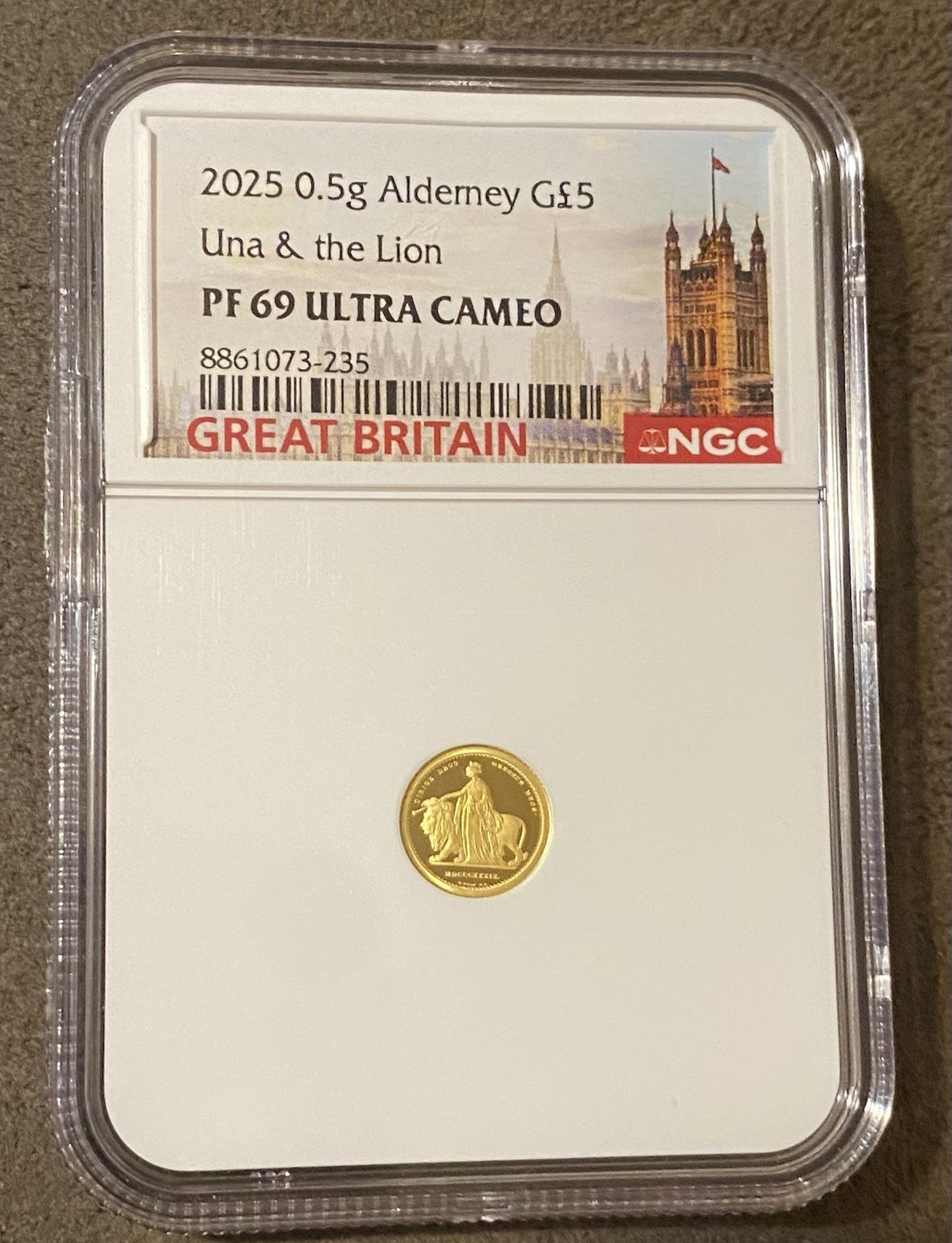 2025 Aldeney 0.5g Una & Lion NGC PF 69 Ultra Cameo Great Britain 2025 Aldeney 0.5g Una & Lion NGC PF 69 Ultra Cameo Great Britain