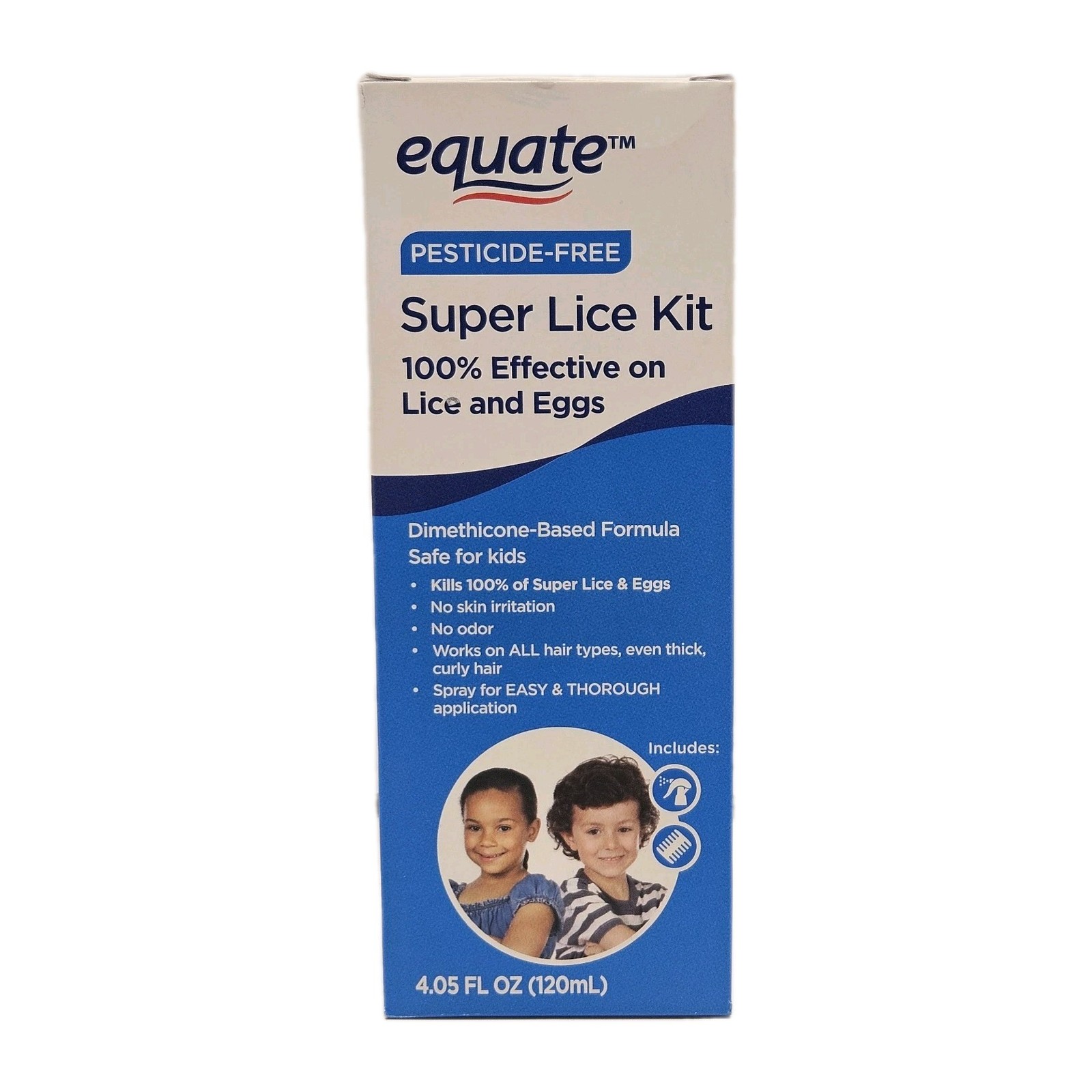 Equate Super Lice Kit, 100% Effective on Lice & Eggs, 4.05 fl oz  Comb Included