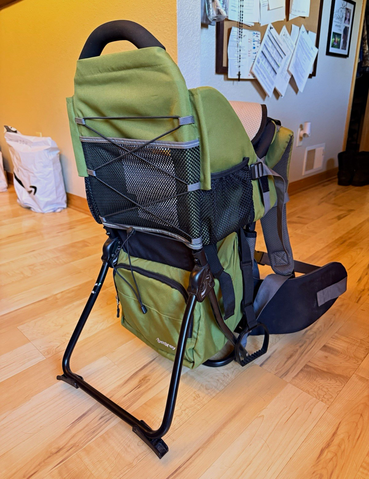 Besrey Child Hiking Backpack Carrier Green Gray Baby Toddler Backpack w/ Stand