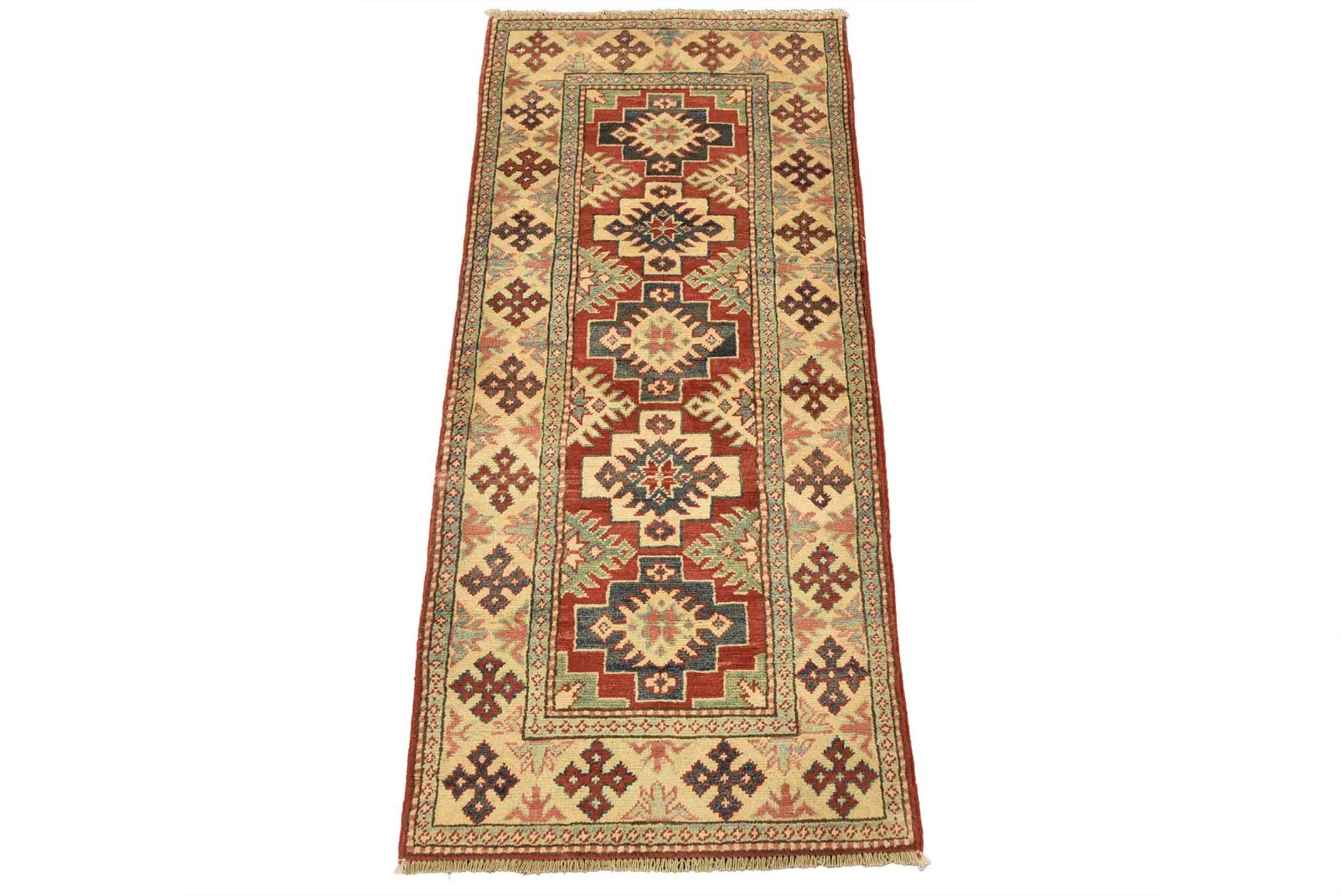 Kazak Runner 2’3” x 4’11” Red Wool Tribal Hand-Knotted Oriental Carpet