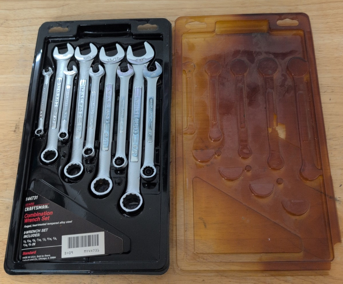 Vintage Craftsman Combination Wrench Set 44731 9 Pc SAE 12pt -VV- Series USA NOS Vintage Craftsman Combination Wrench Set 44731 9 Pc SAE 12pt -VV- Series USA NOS