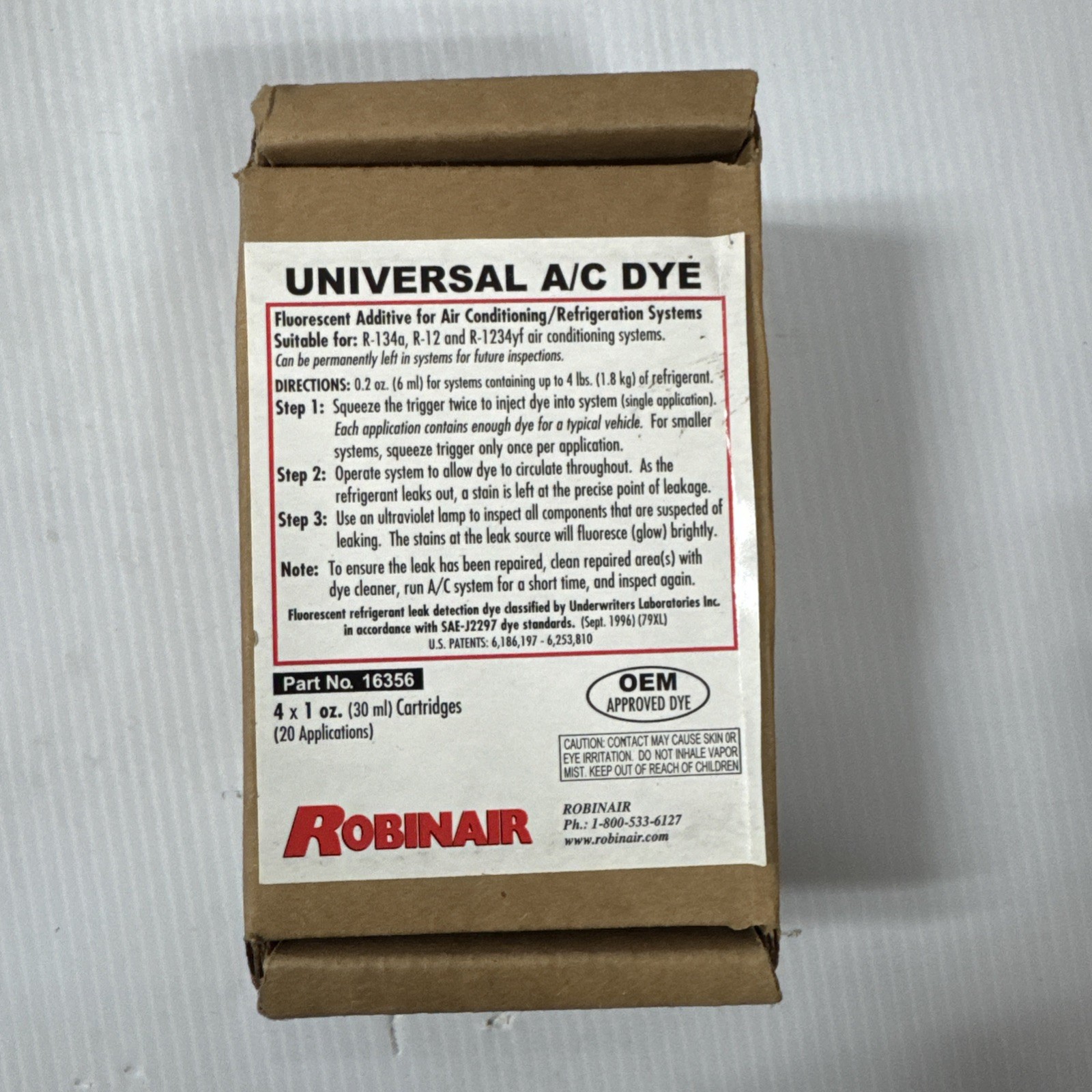 Robinair Universal A/C Dye - Four Replacement Cartridges 16356