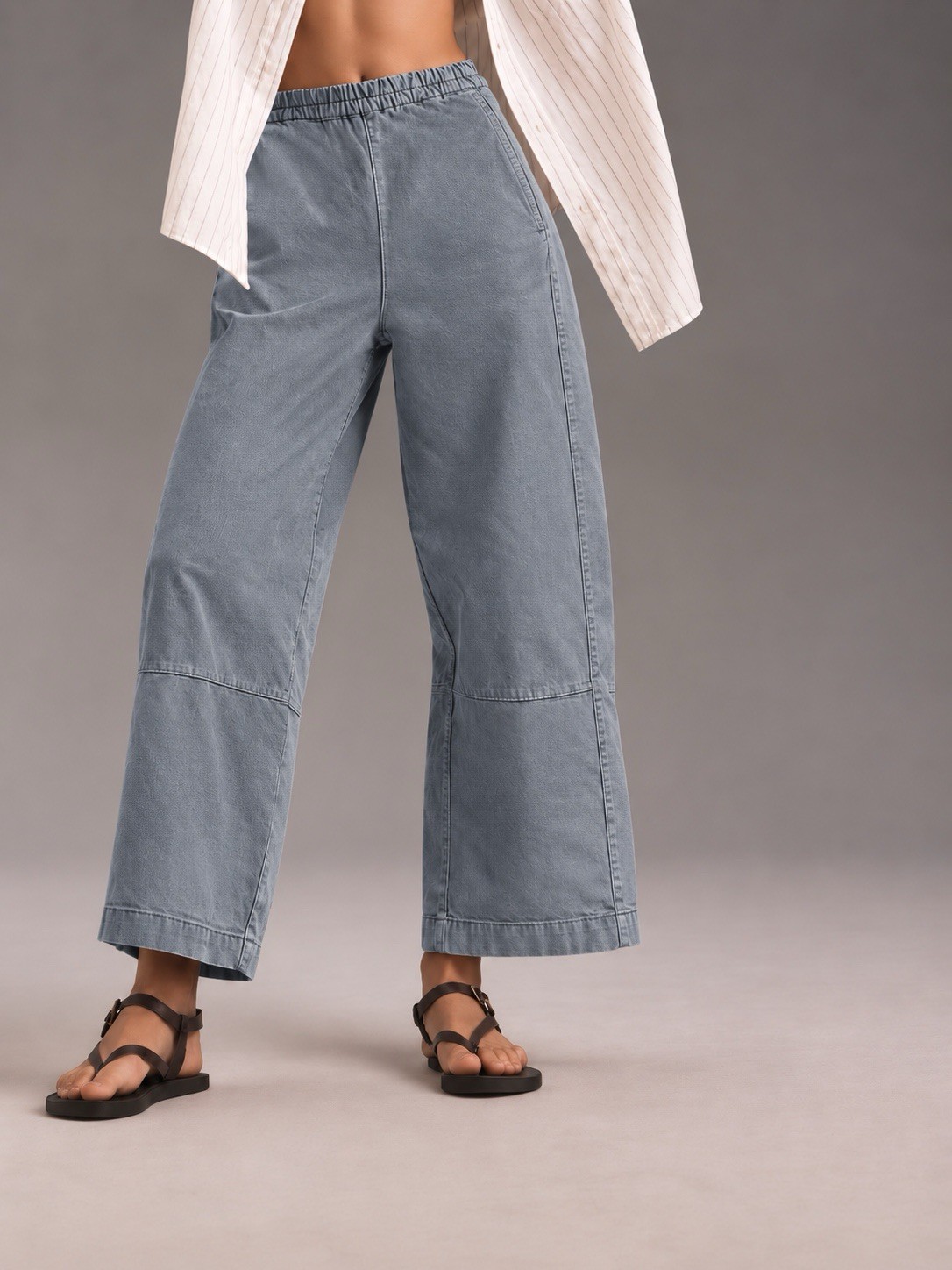 Pilcro Anthropologie Gray Denim Barrel Pants XS Pull On Stretch Pilcro Anthropologie Gray Denim Barrel Pants XS Pull On Stretch