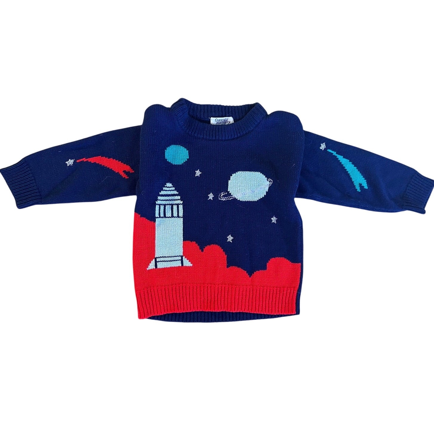Vintage Children\'s Space Rocket Ship Nasa Planet Saturn Shooting Star 4T Navy Vintage Children\'s Space Rocket Ship Nasa Planet Saturn Shooting Star 4T Navy