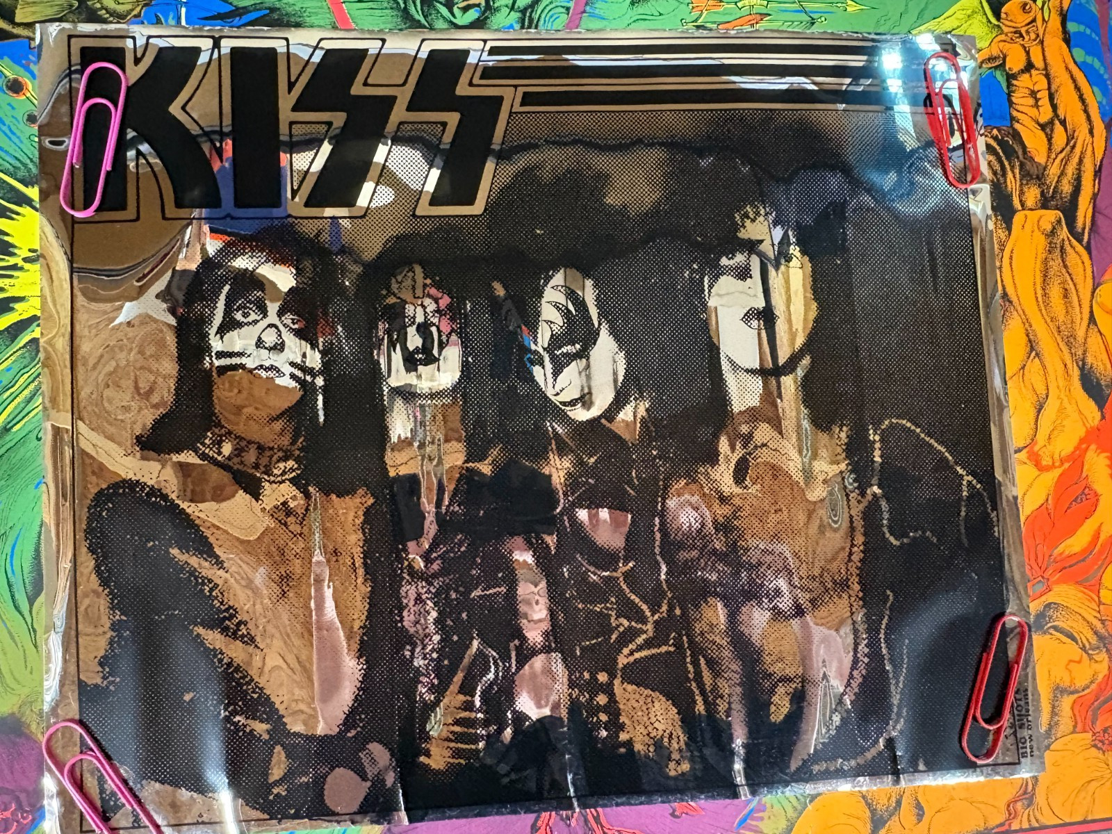 KISS DESTROYER ERA VINTAGE 1976 ROCK n ROLL MYLAR FOIL NOS POSTER -NICE