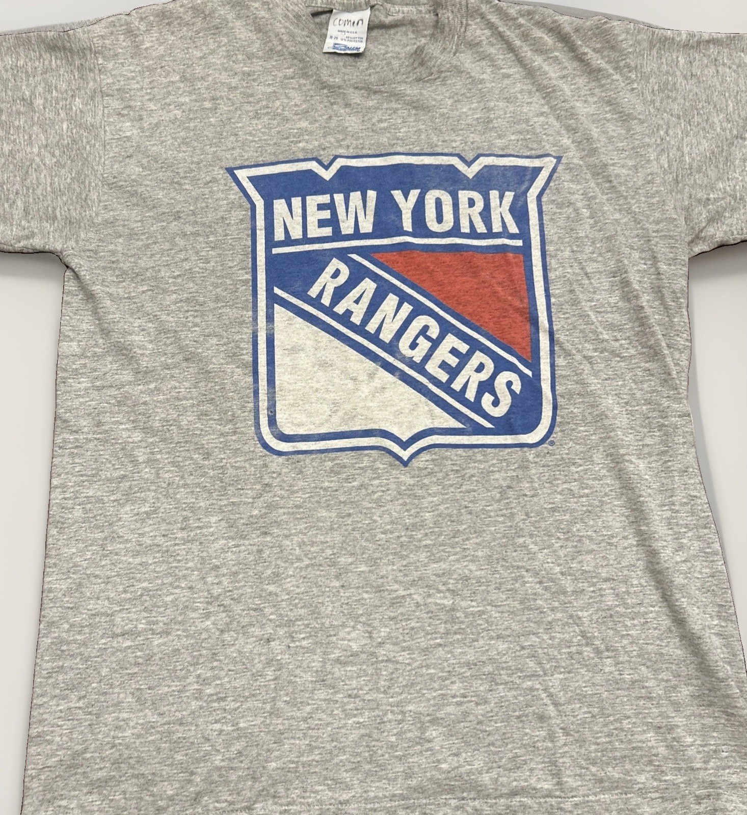 Vintage 90s NHL New York Rangers T Shirt Salem Sportswear Big Logo Single Stitch
