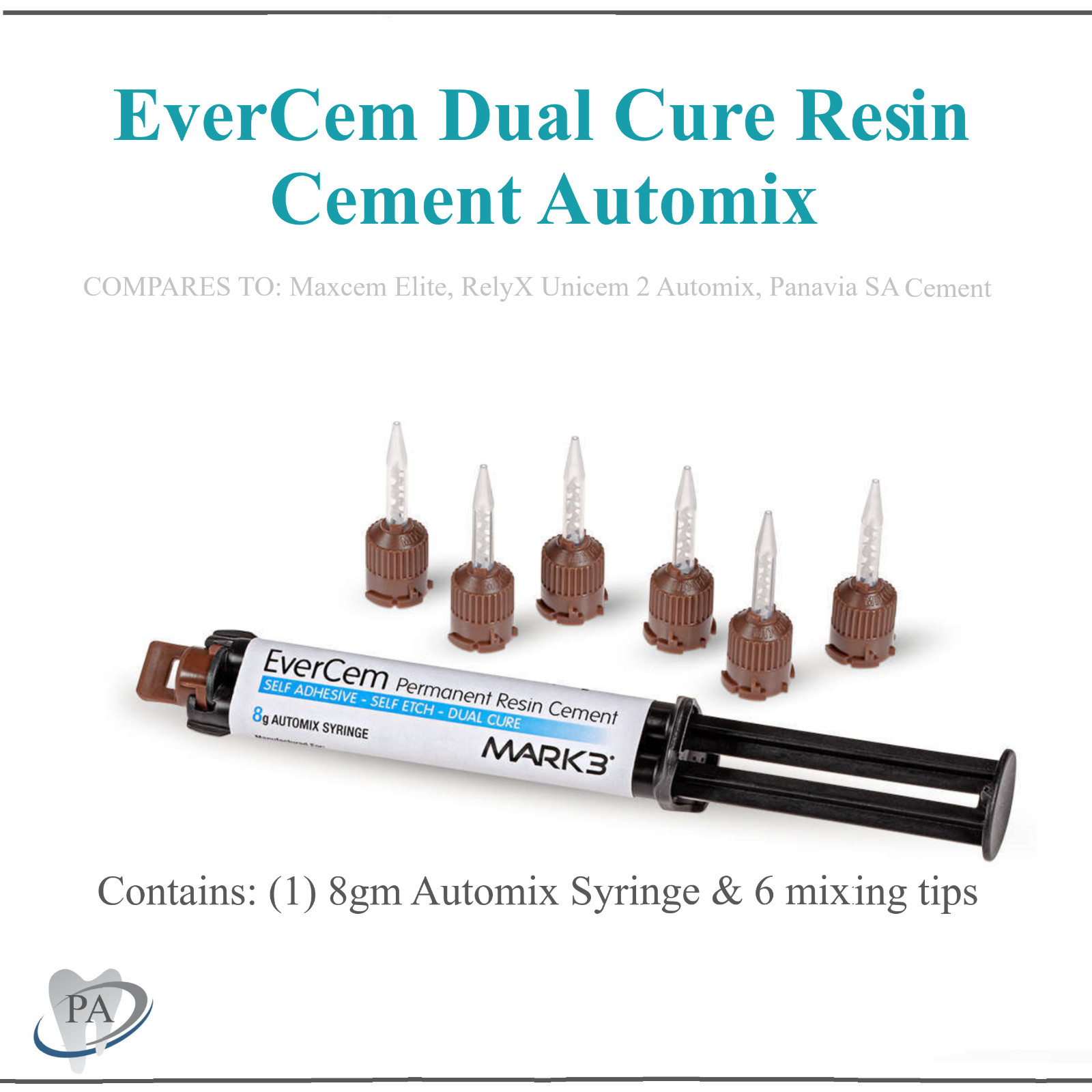 Dental Permanent Resin Cement, Universal Dual Cure Resin Cement - EverCem, Mark3 Dental Permanent Resin Cement, Universal Dual Cure Resin Cement - EverCem, Mark3