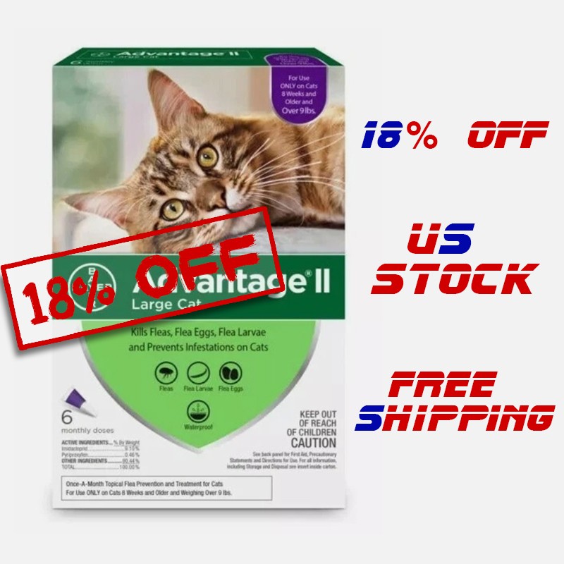 For Large Cats Over 9 lbs 6 Doses US EPA APPROVED -US Stock Exp 04/2028+ For Large Cats Over 9 lbs 6 Doses US EPA APPROVED -US Stock Exp 04/2028+