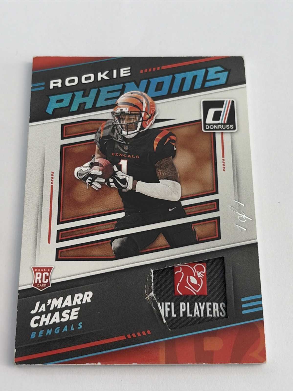 2021 Panini Donruss Ja’Marr Chase 1/1 Rookie Phenoms Laundry Tag Patch Bengals 2021 Panini Donruss Ja’Marr Chase 1/1 Rookie Phenoms Laundry Tag Patch Bengals